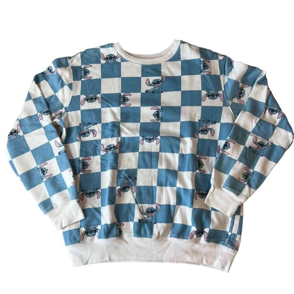 Disney‎ Stitch Checkered Sweater Women’s Medium Lilo Disneyland Vacation Travel